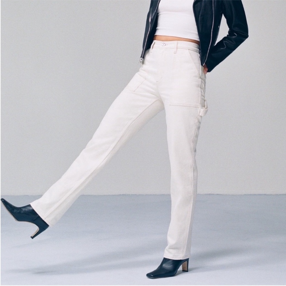 Abercrombie & Fitch The 90s Straight Jean Ultra High Rise In Cream Size 28/6 - Picture 1 of 9
